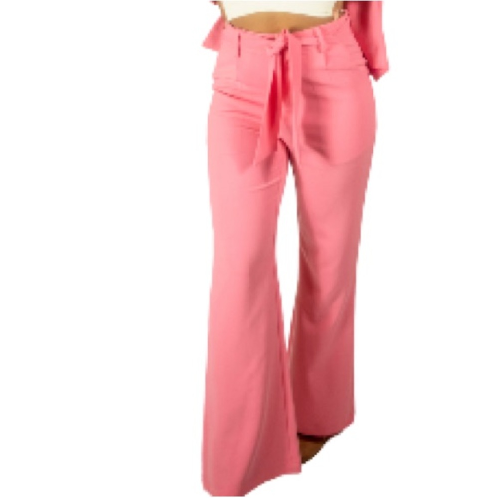 Pink wide leg dress pants